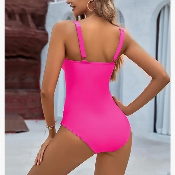 NWT BMJL Hot Pink Swimsuit Womens Medium Mesh Cutout - Picture 5 of 5